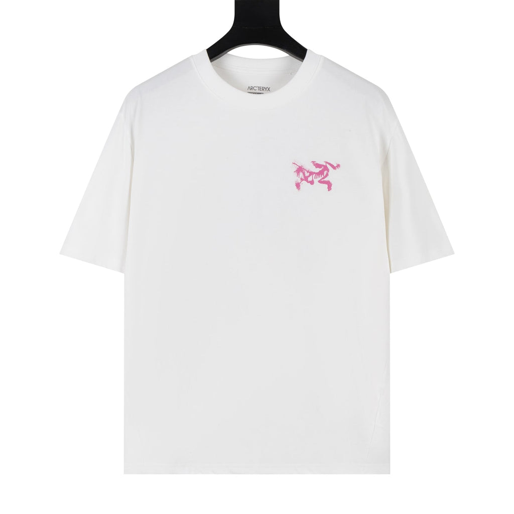 Arc'teryx Distressed Bird Logo Front & Grid Graphic Back Crew Neck Short‑Sleeve T‑Shirt, Unisex Relaxed Fit Tee